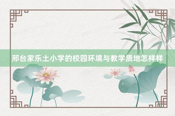 邢台家乐土小学的校园环境与教学质地怎样样